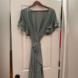 MAX STUDIO Green Patterned Wrap Dress XL